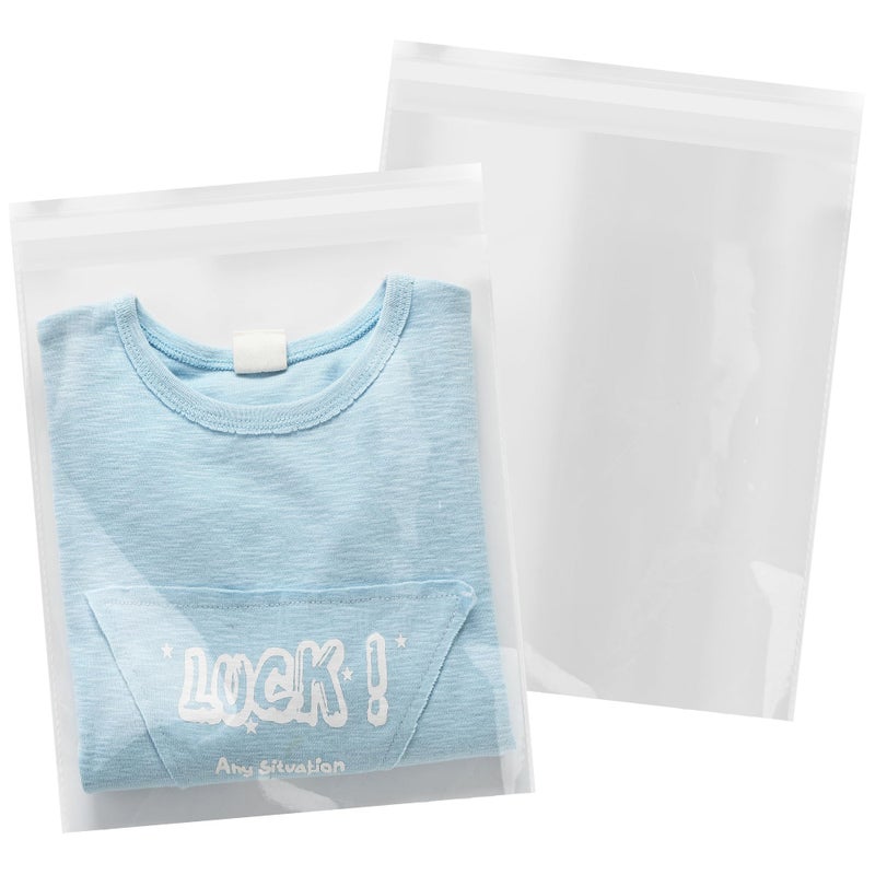 iMailer - 500 Pack - 10" x 13" Clear Cellophane Bags Self Seal- Cello Large Resealable Plastic Poly Bags for Prints, Photos, Documents, Clothing, T-Shirt - Image 1